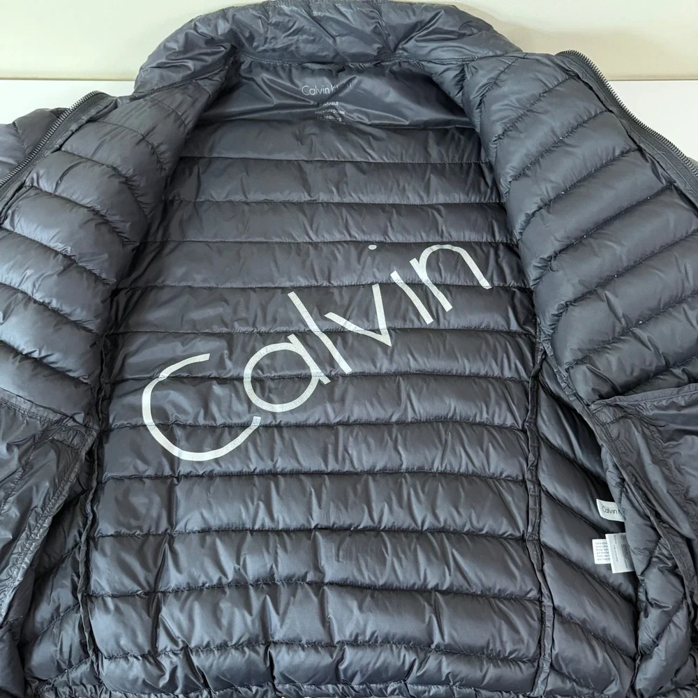 Calvin Klein Mens Puffer Jacket Large Packable Down Quilted Lightweight Travel